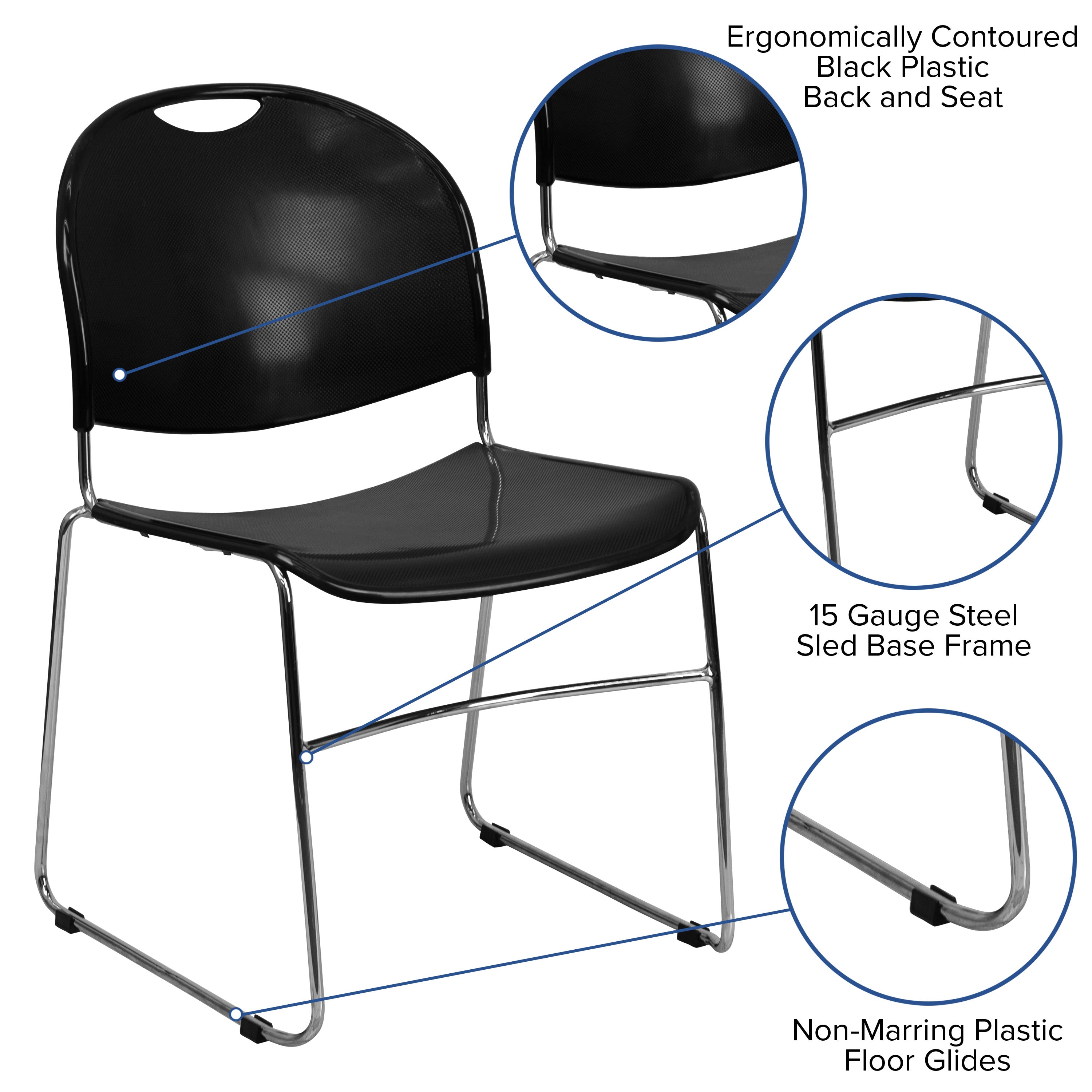 FLASH HERCULES Series Ultra-Compact Stack Chair 400 kg Capacity