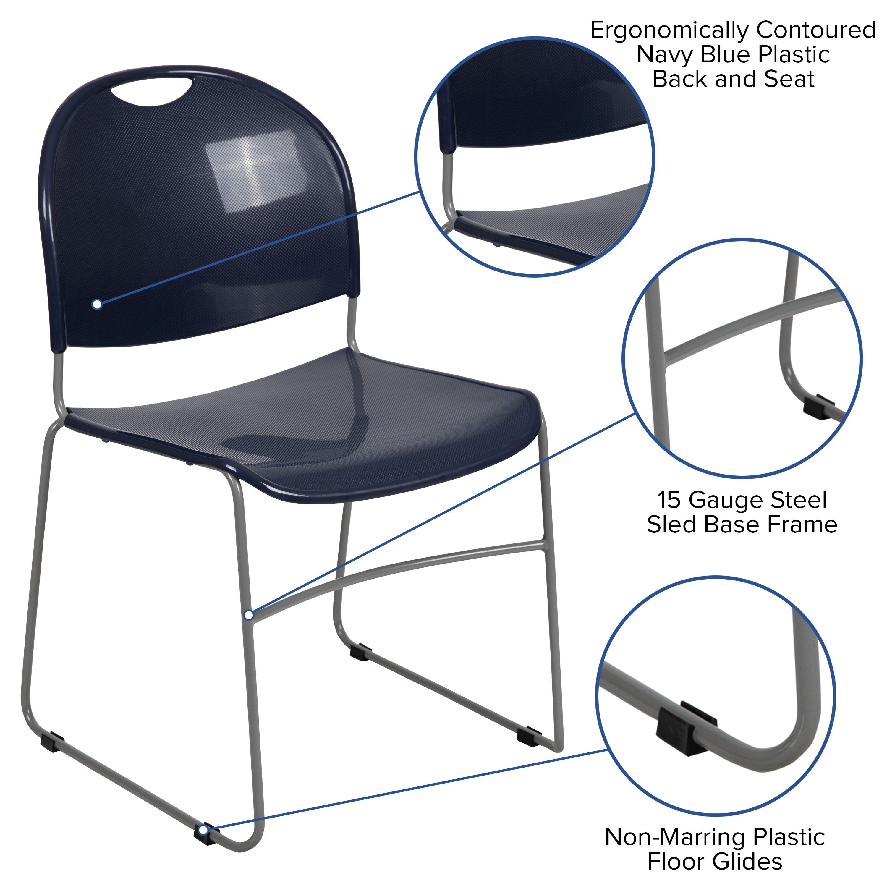 FLASH HERCULES Series Ultra-Compact Stack Chair 400 kg Capacity