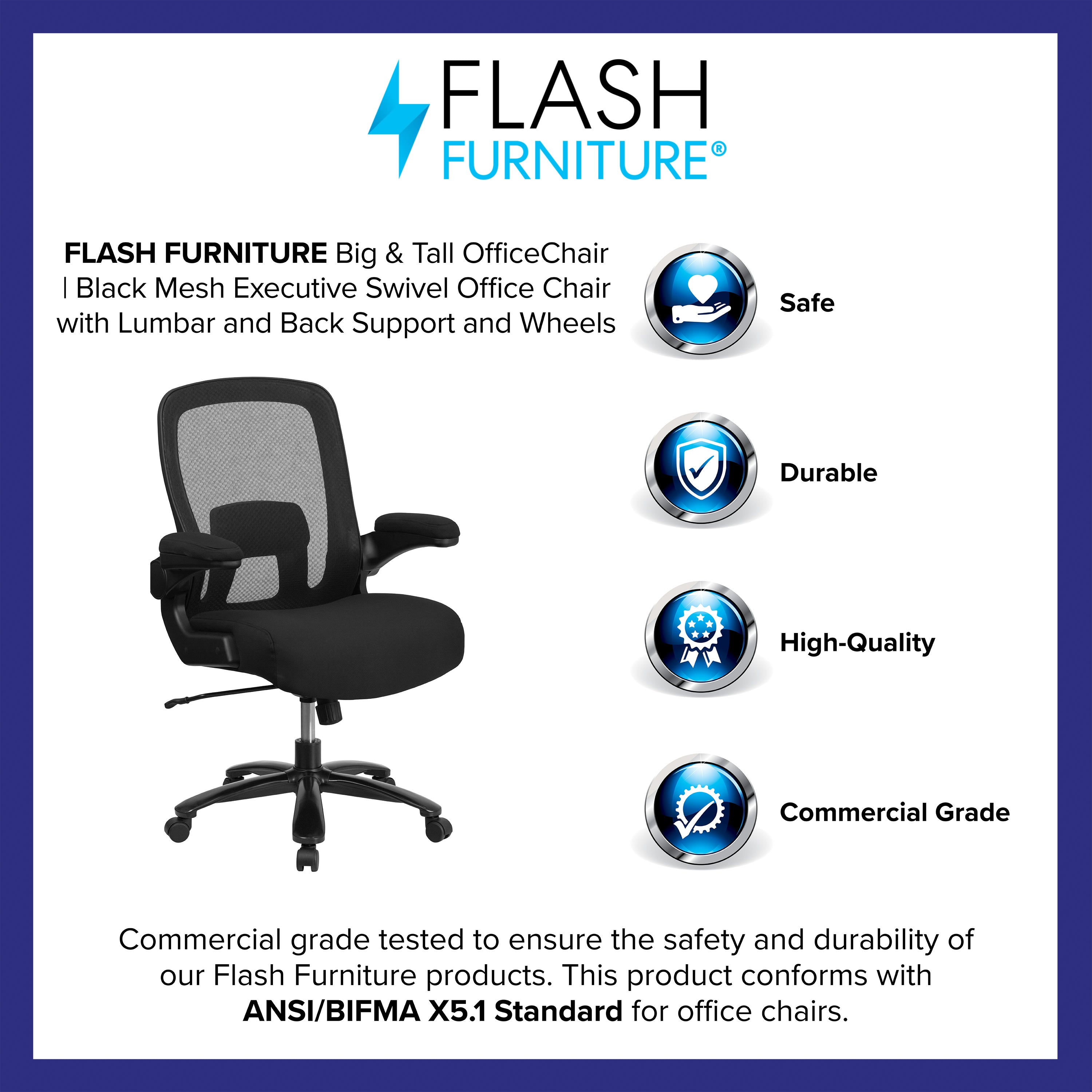 FLASH HERCULES Series Big & Tall Mesh Executive Swivel Ergonomic Office Chair