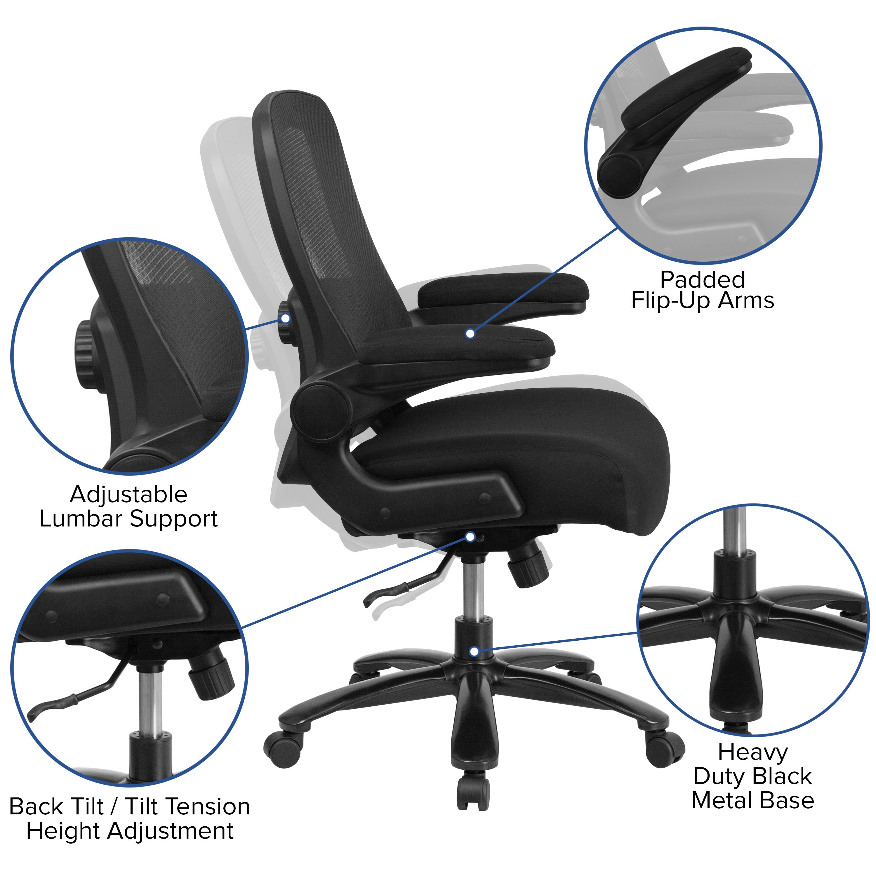 FLASH HERCULES Series Big & Tall Mesh Executive Swivel Ergonomic Office Chair